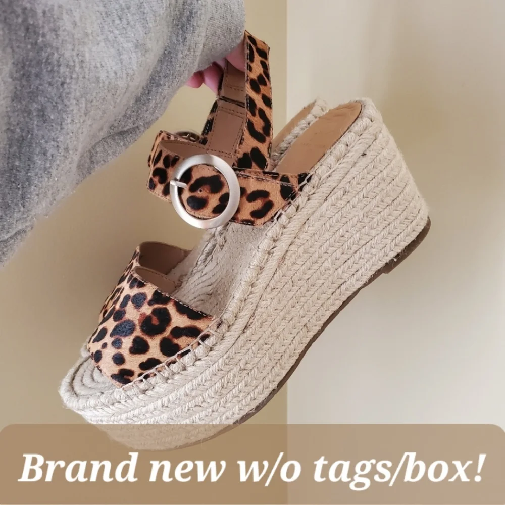 Marc Fisher Ltd Espadrilles Leopard Print NWOB Boho Coastal Festival